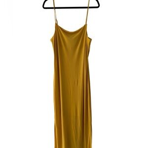 Francesca's Collections Yellow Spaghetti Strap Maxi Dress